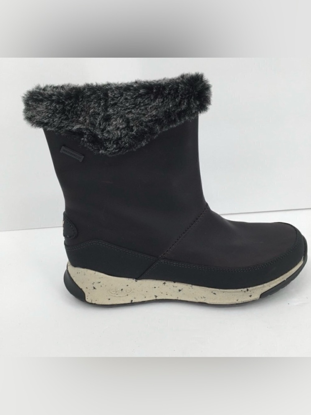 Chaco Borealis Waterproof black boot faux fur winter pull-on short women new 7
